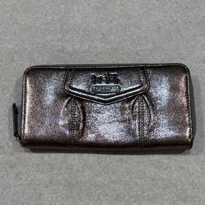 Coach Metallic Zip-Around Wallet